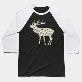 deer stag daisy flower wild animal hunting daisies bloom Baseball T-Shirt